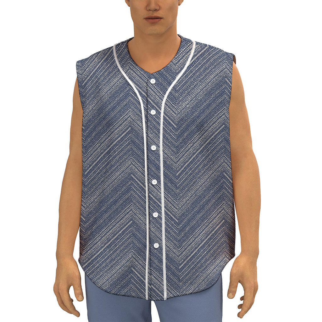 Native Denim Jeans Pattern Print Sleeveless Baseball Jersey