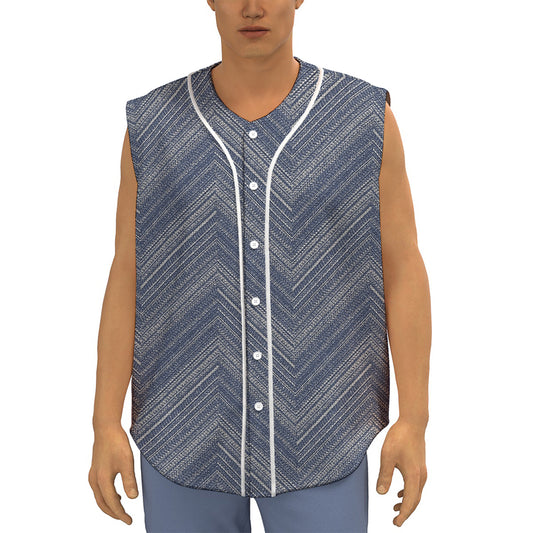 Native Denim Jeans Pattern Print Sleeveless Baseball Jersey