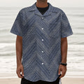 Native Denim Jeans Pattern Print Textured Short Sleeve Shirt