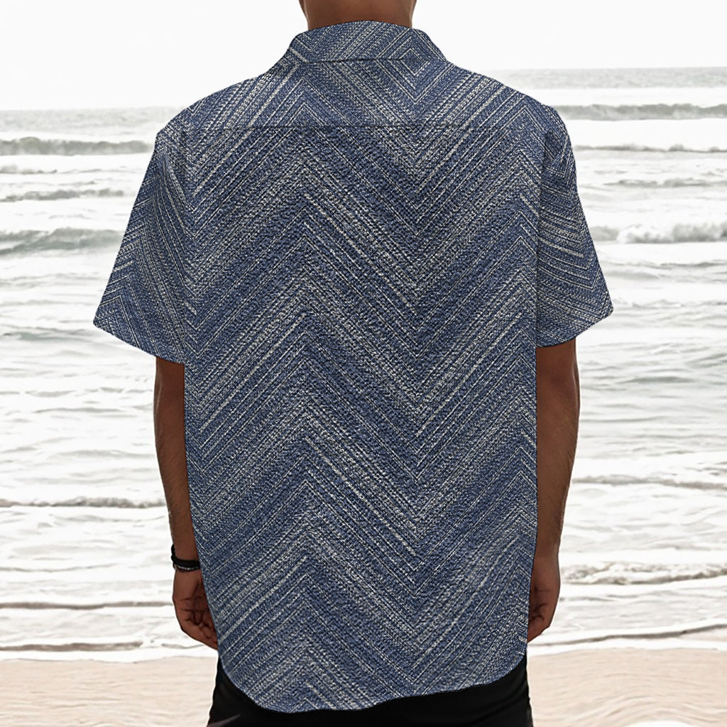 Native Denim Jeans Pattern Print Textured Short Sleeve Shirt
