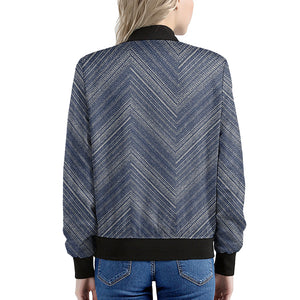 Native Denim Jeans Pattern Print Women's Bomber Jacket