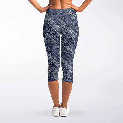 Native Denim Jeans Pattern Print Women's Capri Leggings