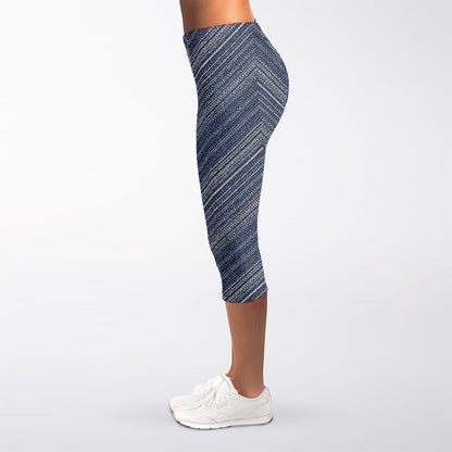 Native Denim Jeans Pattern Print Women's Capri Leggings
