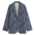 Native Denim Jeans Pattern Print Women's Cotton Blazer