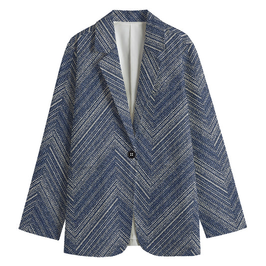 Native Denim Jeans Pattern Print Women's Cotton Blazer
