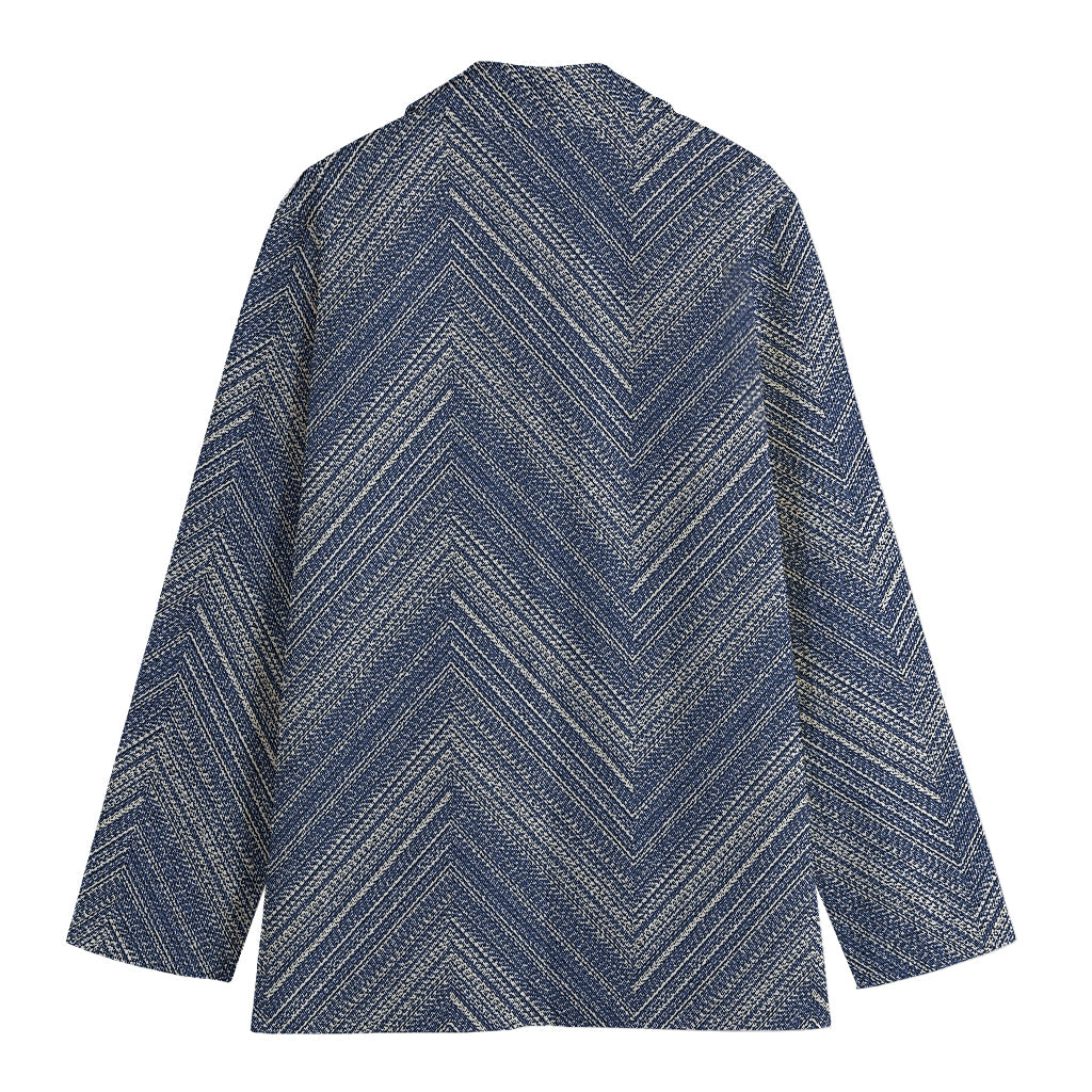 Native Denim Jeans Pattern Print Women's Cotton Blazer