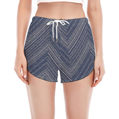 Native Denim Jeans Pattern Print Women's Split Running Shorts