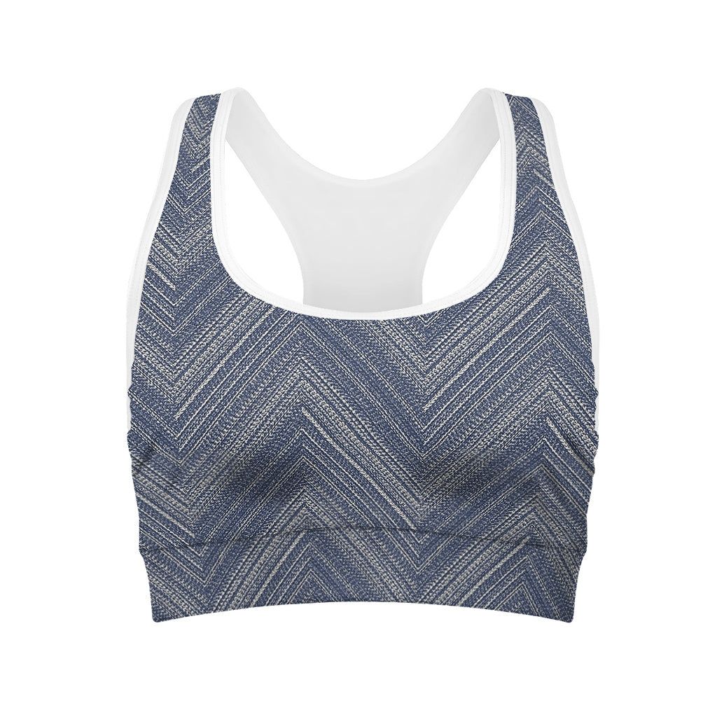 Native Denim Jeans Pattern Print Women's Sports Bra