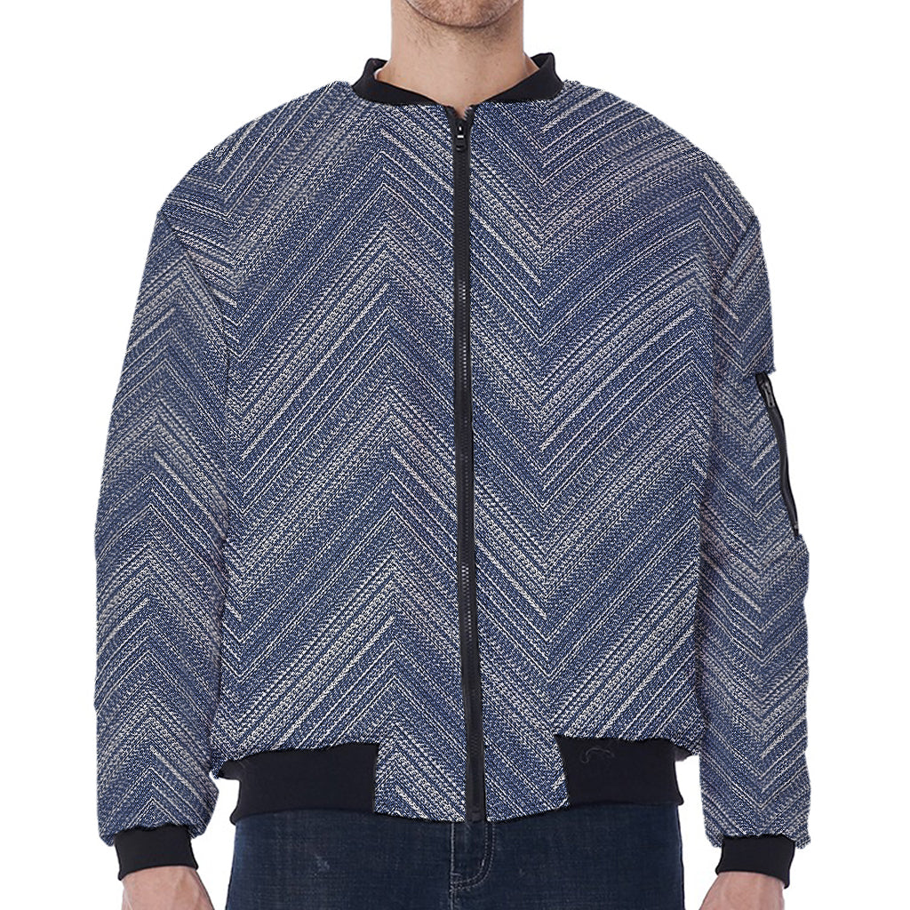Native Denim Jeans Pattern Print Zip Sleeve Bomber Jacket