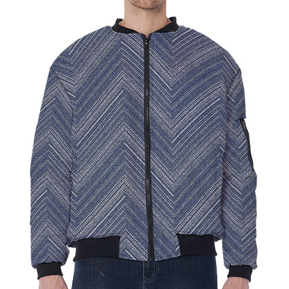 Native Denim Jeans Pattern Print Zip Sleeve Bomber Jacket