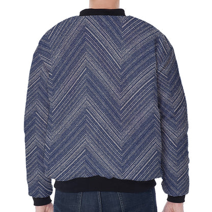 Native Denim Jeans Pattern Print Zip Sleeve Bomber Jacket
