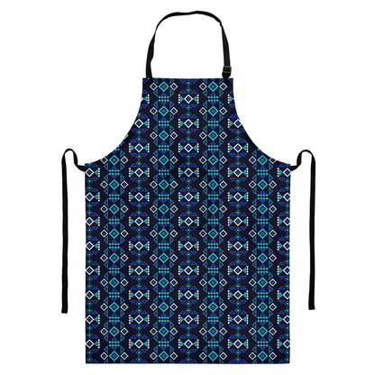 Native Ethnic Pattern Print Bib Apron With Pocket