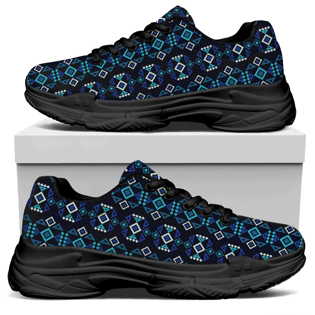 Native Ethnic Pattern Print Black Chunky Shoes