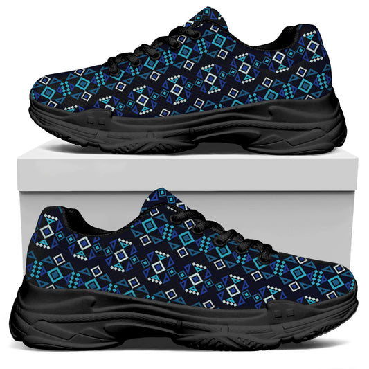 Native Ethnic Pattern Print Black Chunky Shoes