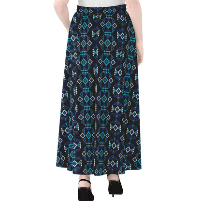 Native Ethnic Pattern Print Chiffon Maxi Skirt