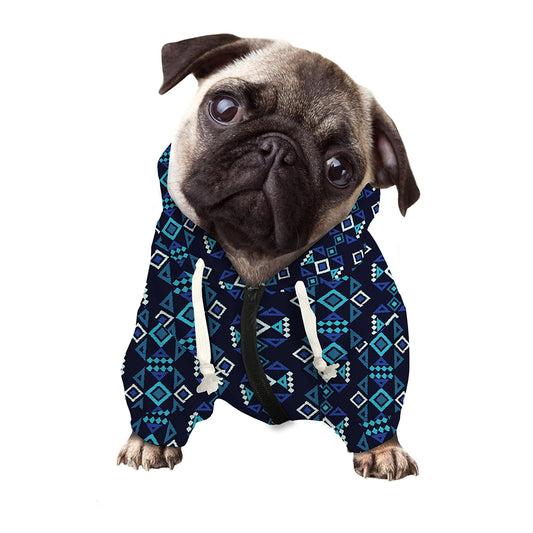 Native Ethnic Pattern Print Dog Zip Up Hoodie