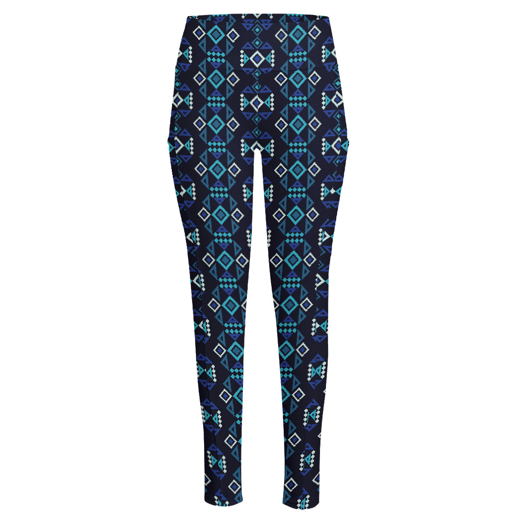 Native Ethnic Pattern Print High-Waisted Pocket Leggings