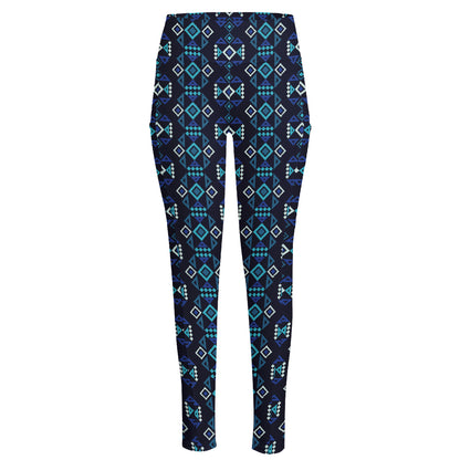 Native Ethnic Pattern Print High-Waisted Pocket Leggings
