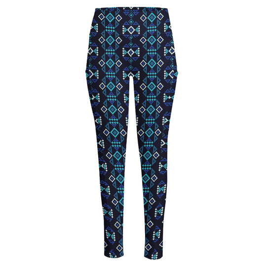 Native Ethnic Pattern Print High-Waisted Pocket Leggings