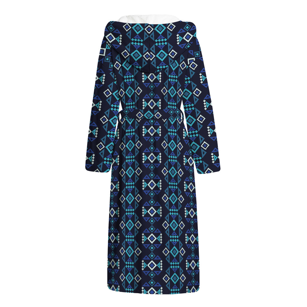 Native Ethnic Pattern Print Hooded Bathrobe