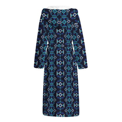 Native Ethnic Pattern Print Hooded Bathrobe