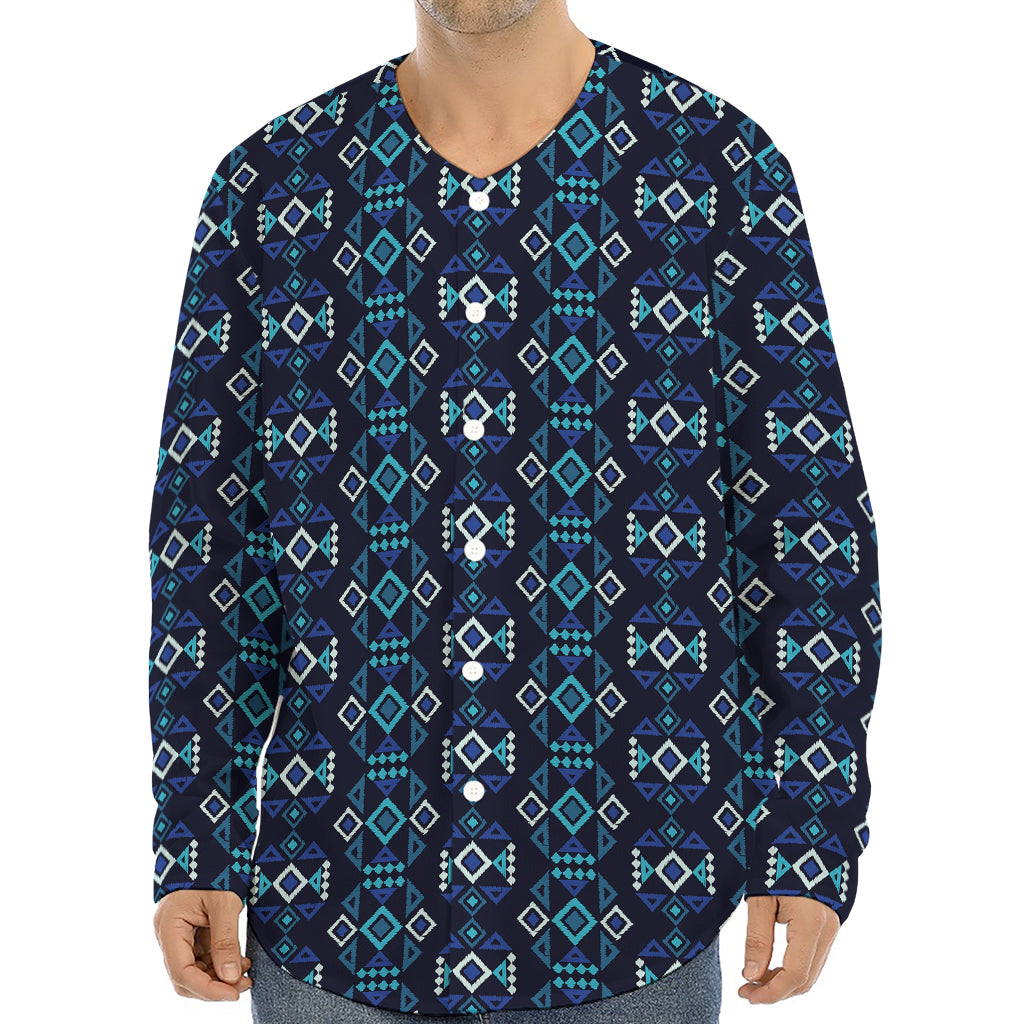 Native Ethnic Pattern Print Long Sleeve Baseball Jersey