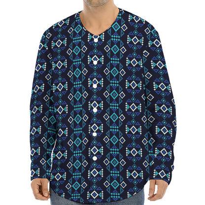 Native Ethnic Pattern Print Long Sleeve Baseball Jersey
