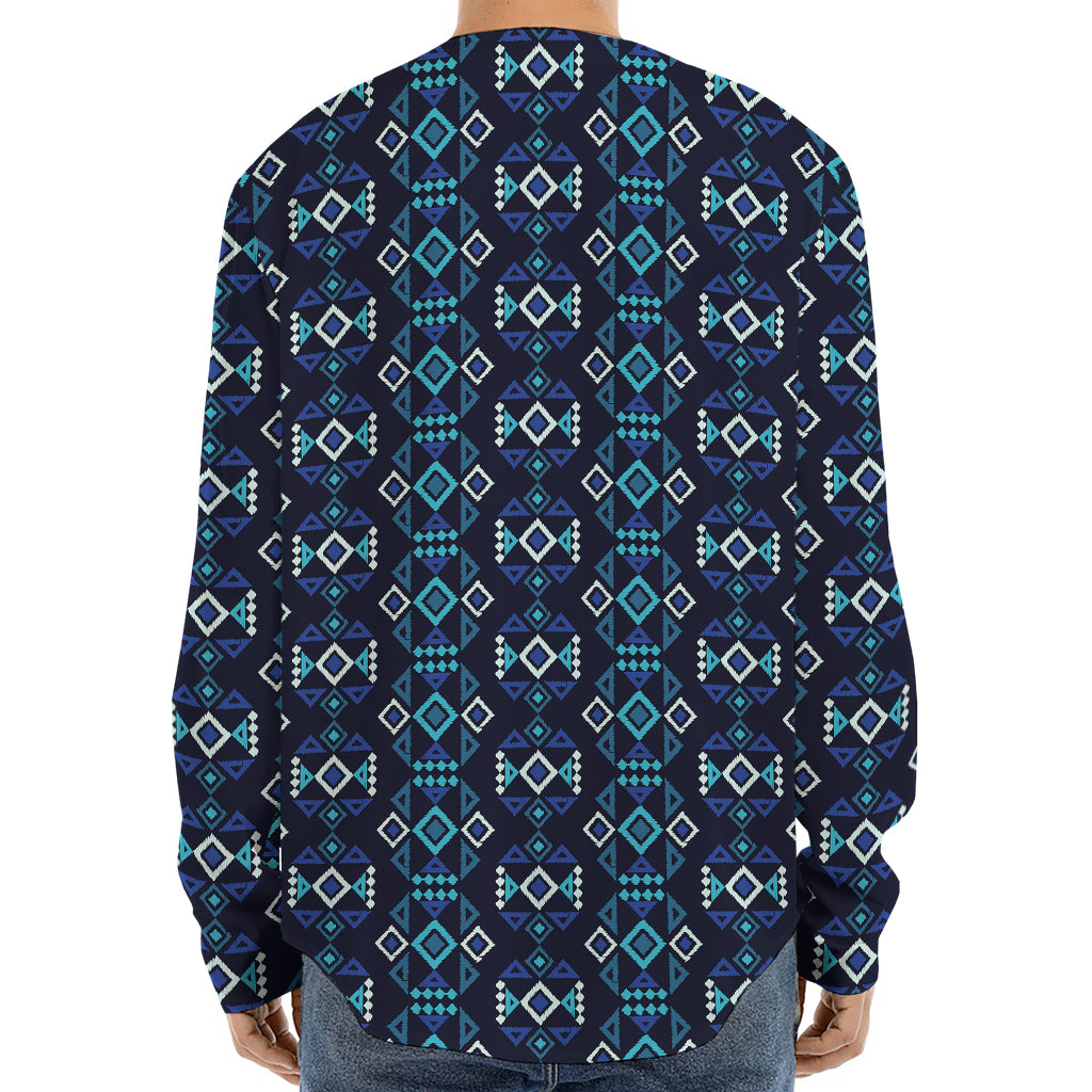 Native Ethnic Pattern Print Long Sleeve Baseball Jersey