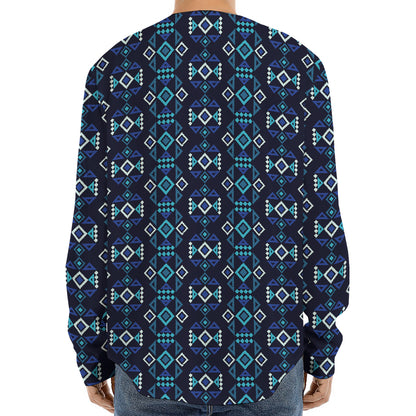 Native Ethnic Pattern Print Long Sleeve Baseball Jersey