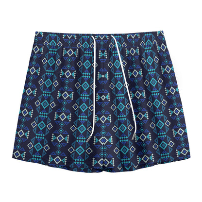 Native Ethnic Pattern Print Mesh Shorts