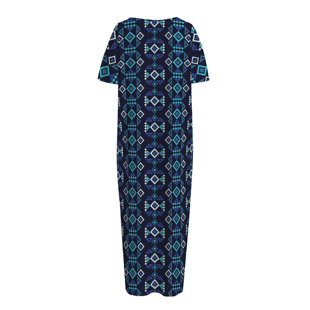 Native Ethnic Pattern Print Short Sleeve Long Nightdress
