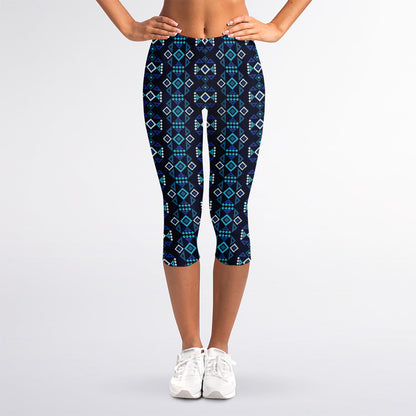 Native Ethnic Pattern Print Women's Capri Leggings