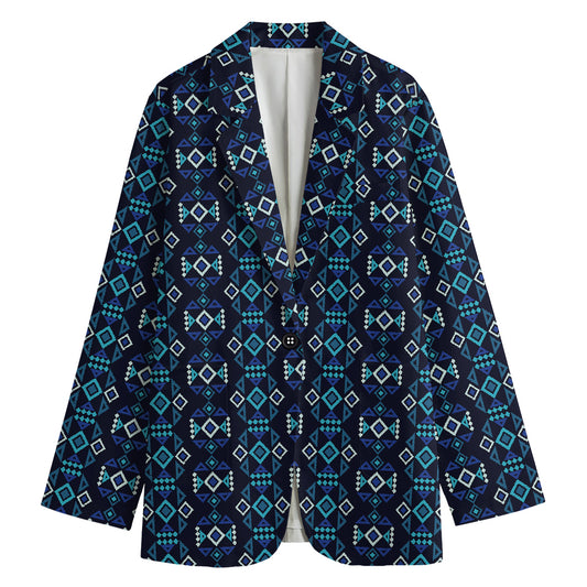 Native Ethnic Pattern Print Women's Cotton Blazer