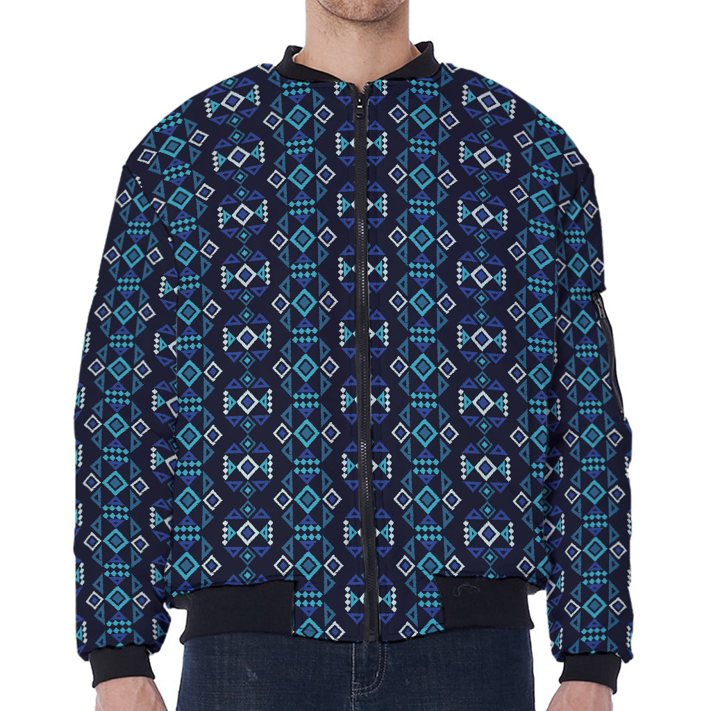 Native Ethnic Pattern Print Zip Sleeve Bomber Jacket