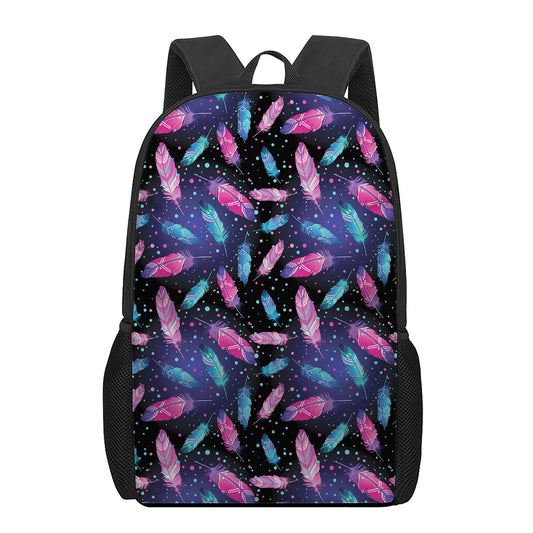 Native Feather Pattern Print 17 Inch Backpack