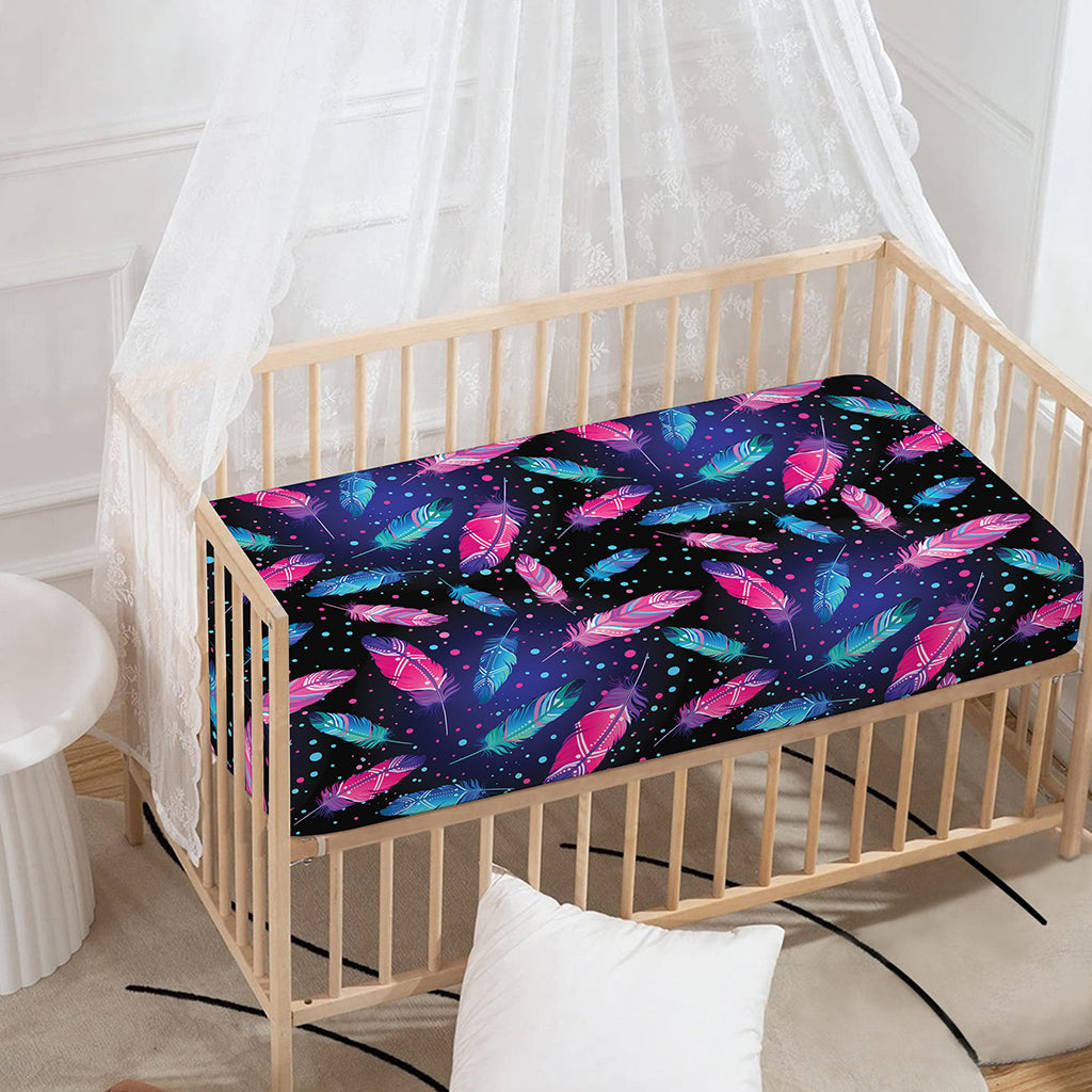 Native Feather Pattern Print Baby Crib Sheet