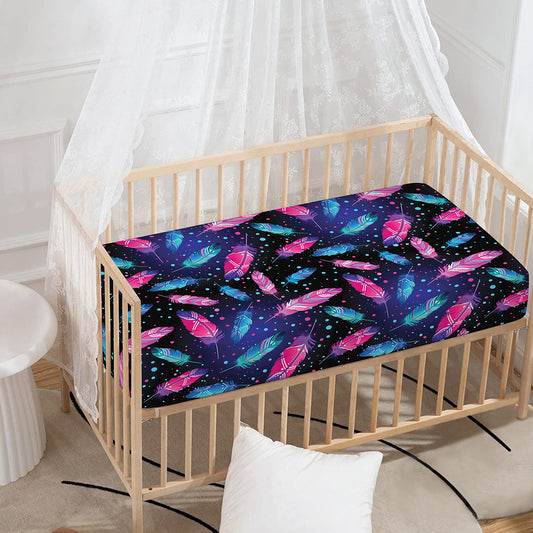Native Feather Pattern Print Baby Crib Sheet