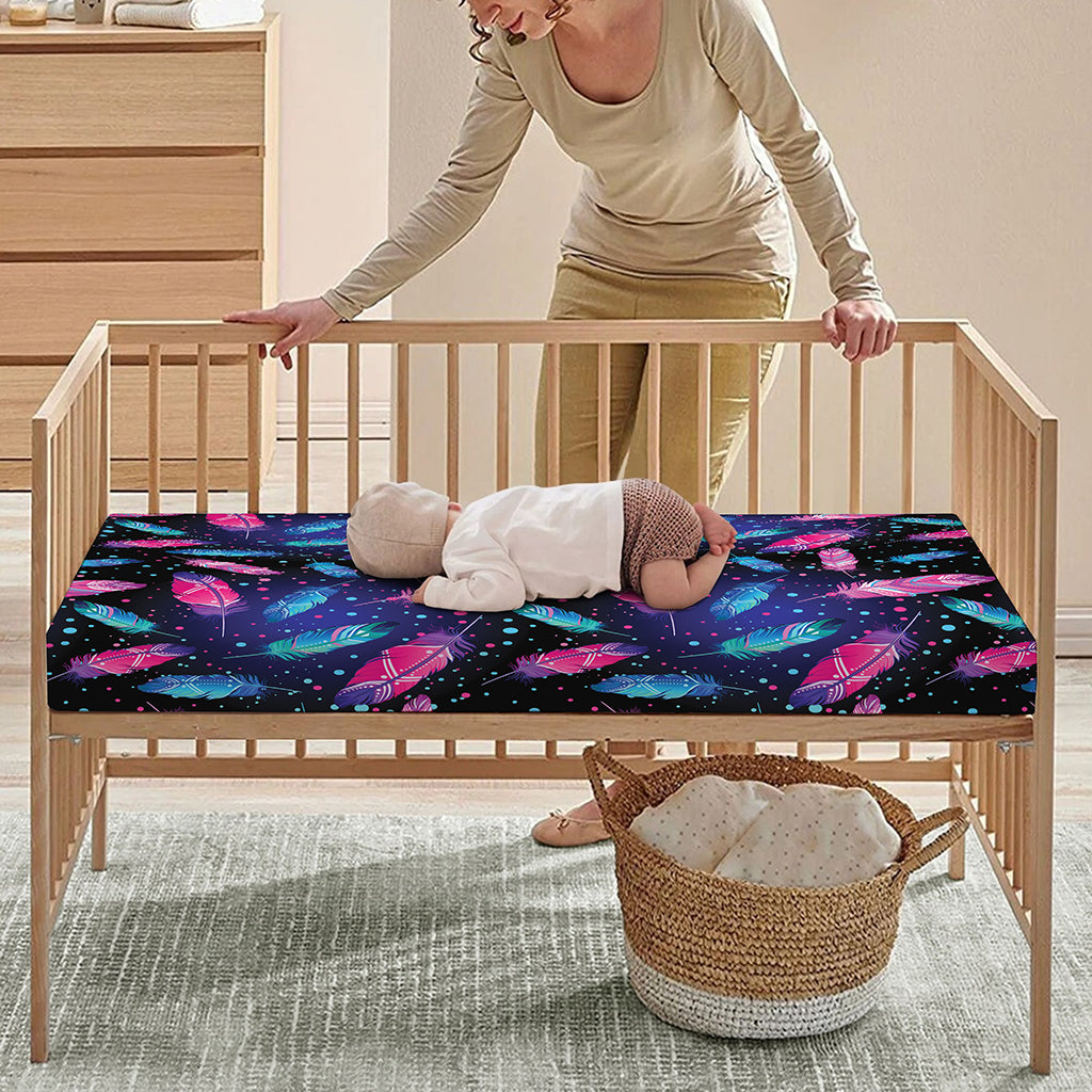 Native Feather Pattern Print Baby Crib Sheet