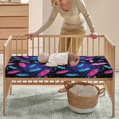 Native Feather Pattern Print Baby Crib Sheet