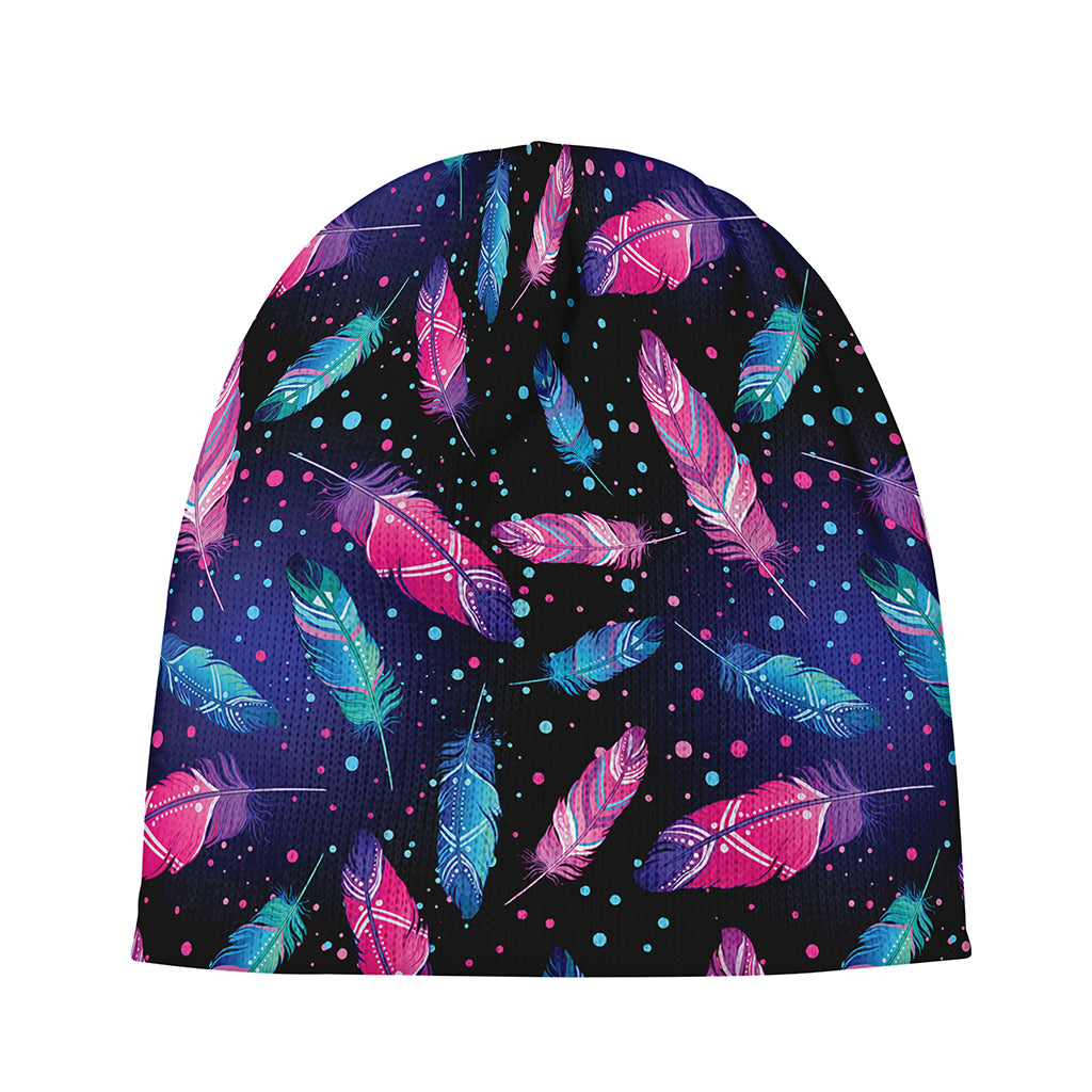 Native Feather Pattern Print Beanie