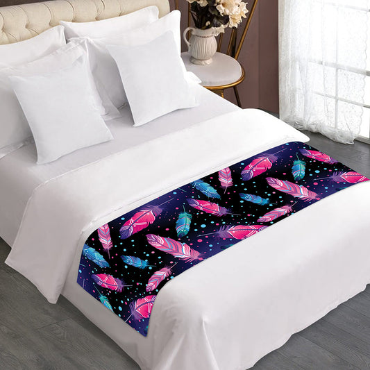 Native Feather Pattern Print Bed Runner