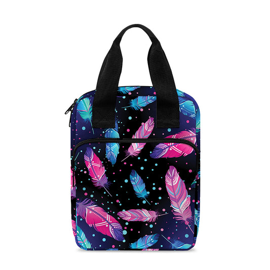 Native Feather Pattern Print Bible Tote Bag