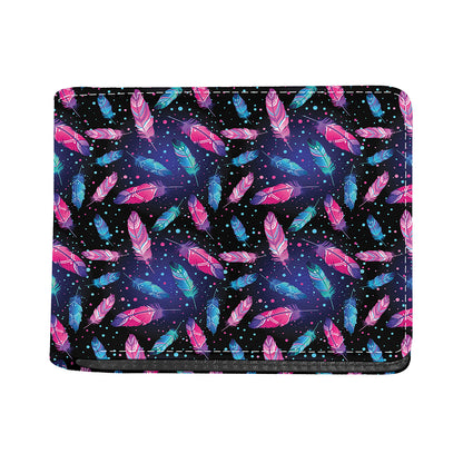 Native Feather Pattern Print Bifold Wallet