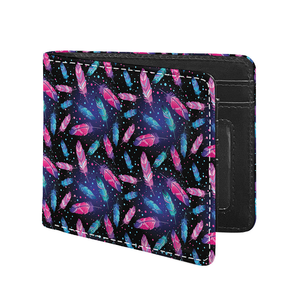 Native Feather Pattern Print Bifold Wallet