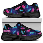 Native Feather Pattern Print Black Chunky Shoes