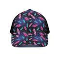Native Feather Pattern Print Black Mesh Trucker Hat