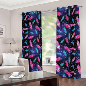 Native Feather Pattern Print Blackout Grommet Curtains