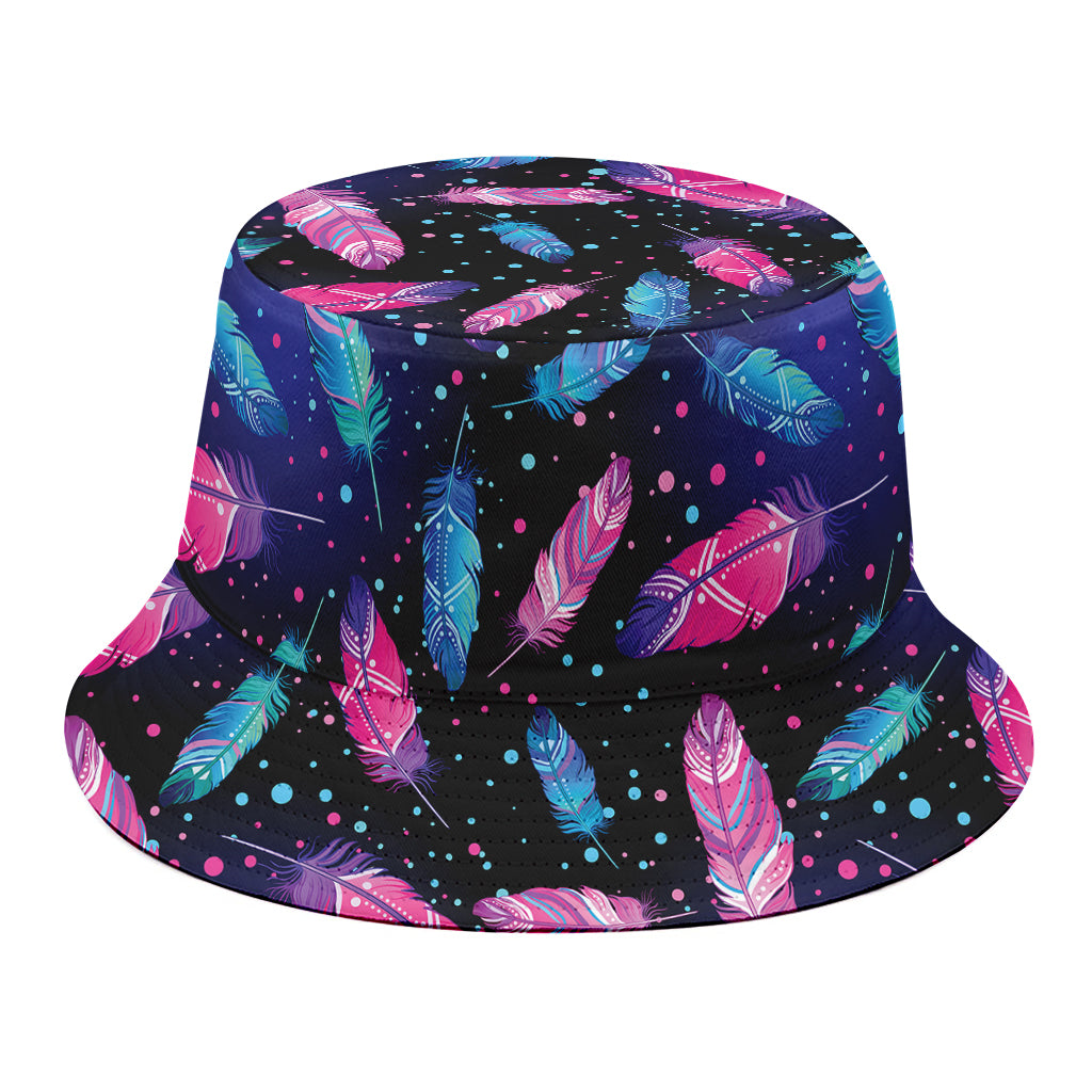 Native Feather Pattern Print Bucket Hat