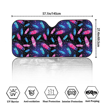Native Feather Pattern Print Car Windshield Sun Shade