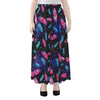 Native Feather Pattern Print Chiffon Maxi Skirt